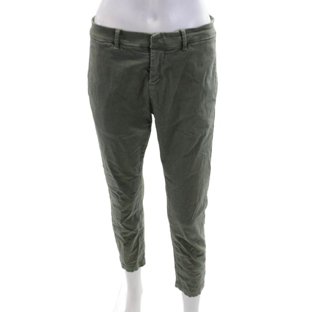 Nili Lotan Womens Zip Button Casual Straight Pants Green Size 02